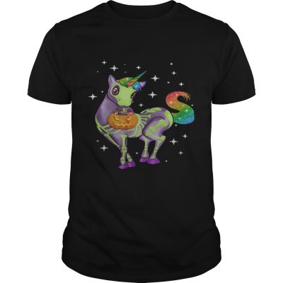 Unicorn Skeleton Halloween pumpkin shirt