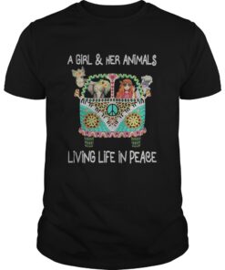 Hippie A girl and her animals living life in peace shirt