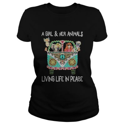 Hippie A girl and her animals living life in peace shirt