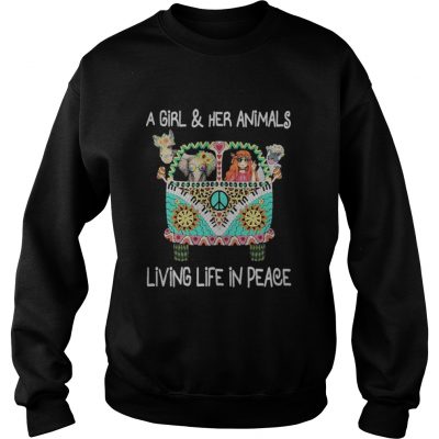 Hippie A girl and her animals living life in peace shirt