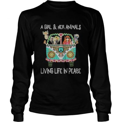 Hippie A girl and her animals living life in peace shirt