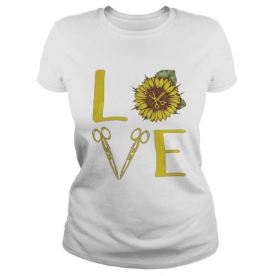 Ladies tee Hair Stylist Love Sunflower Scissors shirt