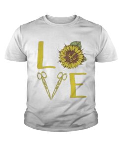 Youth tee Hair Stylist Love Sunflower Scissors shirt