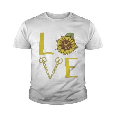 Youth tee Hair Stylist Love Sunflower Scissors shirt