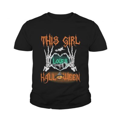 Youth tee This girl loves Halloween shirt