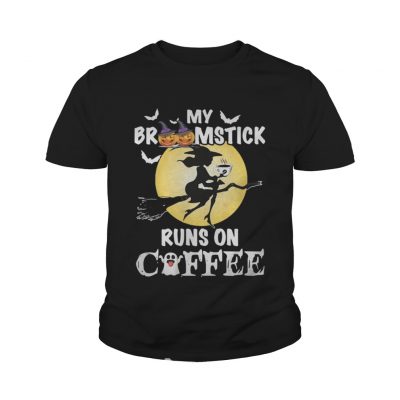 Youth tee My broomstick runs on coffee shirt