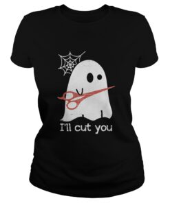 Ladies Tee Halloween Boos Ghost I’ll cut you shirt