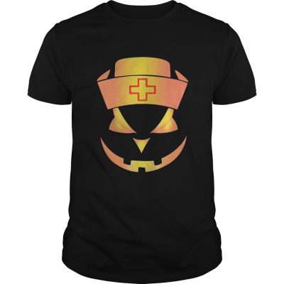 Guys Halloween Nurse Pumpkin Face shirt