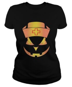 Ladies Tee Halloween Nurse Pumpkin Face shirt