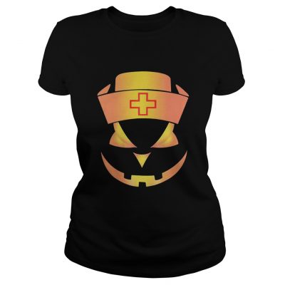 Ladies Tee Halloween Nurse Pumpkin Face shirt