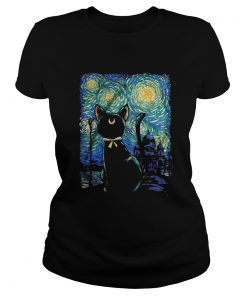 Ladies Tee Witch Cat In Starry Night shirt