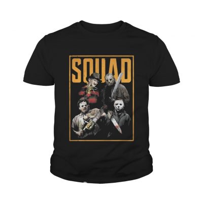 Halloween Freddy Jason Leatherface and Michael Myers Squad shirt youth tee