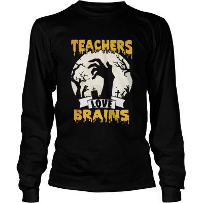 Long Sleeve Halloween Teachers love brains shirt