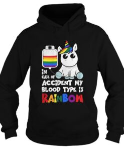 Hoodie LGBT Unicorn in case of accident my blood type is rainbow shirt