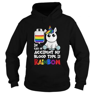 Hoodie LGBT Unicorn in case of accident my blood type is rainbow shirt