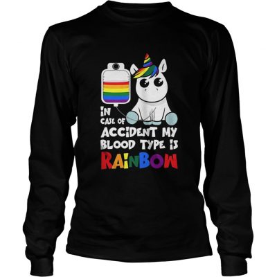 Long Sleeve LGBT Unicorn in case of accident my blood type is rainbow shirt