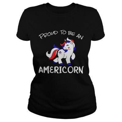 Ladies Tee Proud to be an Americorn Unicorn shirt