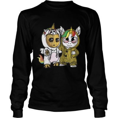 Long Sleeve Unicorn and Baby Groot shirt