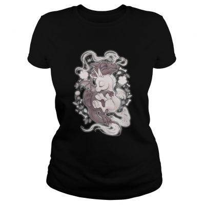 Ladies Tee Baby Dragon and Baby Unicorn cute shirt