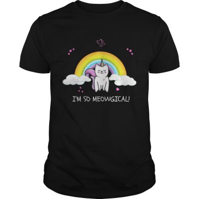 Guys Unicorn Rainbow I’m so Meowgical shirt