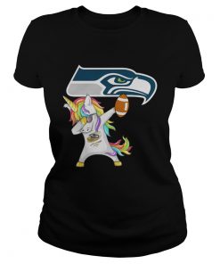 Ladies Tee Seattle Seahawks Football Unicorn Dabbing shirt