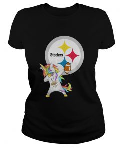 Ladies Tee Pittsburgh Steelers Football Unicorn Dabbing shirt