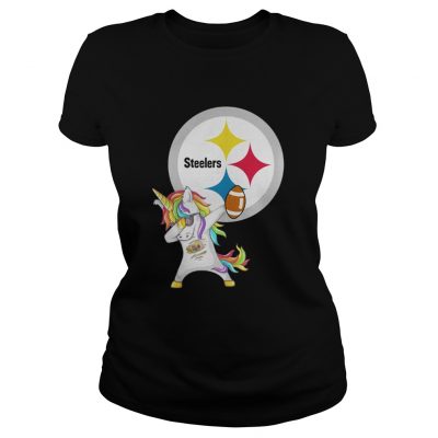 Ladies Tee Pittsburgh Steelers Football Unicorn Dabbing shirt