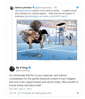 Australian Newspaper Doesn't See How This Cartoon of Serena Williams Is Racist