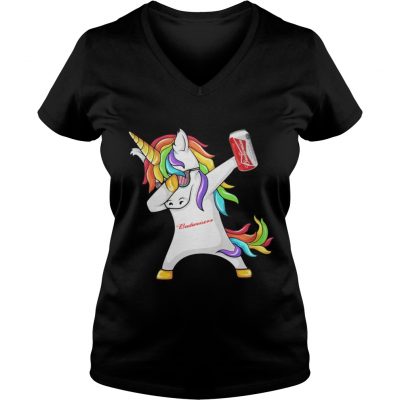 Budweiser Unicorn Dabbing ladies v-neck