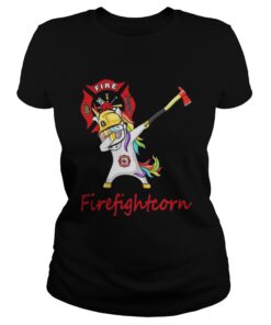 Dabbing Unicorn Firefighter Firefightcorn ladies tee