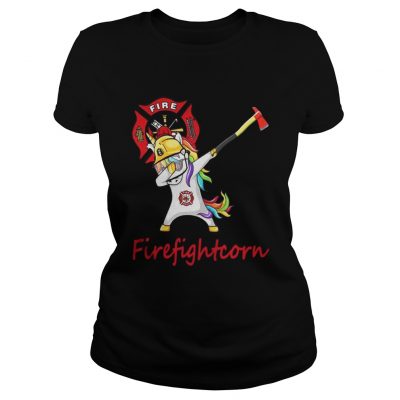 Dabbing Unicorn Firefighter Firefightcorn ladies tee