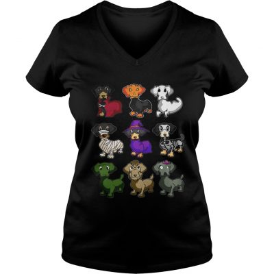 Dachshund Happy Halloweiner ladies v-neck