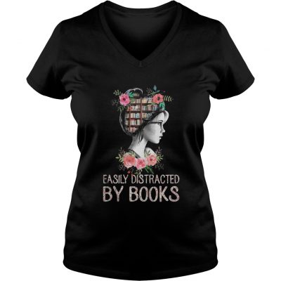 Easily Distracted by Books ladies v-neck