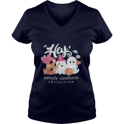 Halloween Hey Boo Simply Southern Collection ladies v-neck