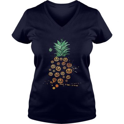 Halloween Pineapple Pumpkin ladies v-neck