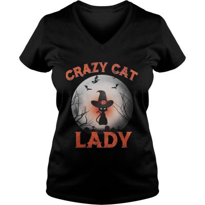 Halloween crazy cat lady ladies v-neck