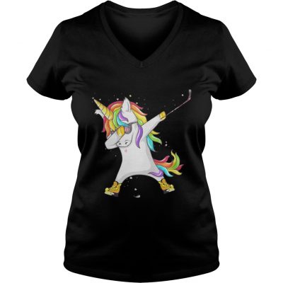 Ice hockey Unicorn Dabbing ladies v-neck