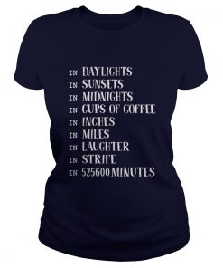 In daylights in sunsets in midnights cups of coffee in inches in miles Ladies Tee