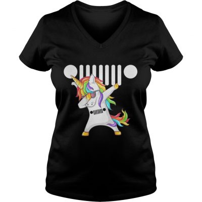 Jeep Unicorn Dabbing ladies v-neck