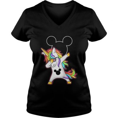 Mickey Unicorn Dabbing ladies v-neck