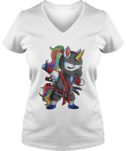 Ninja Unicorn Rainbow ladies v-neck