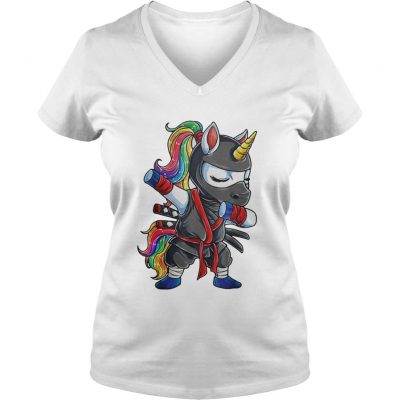 Ninja Unicorn Rainbow ladies v-neck