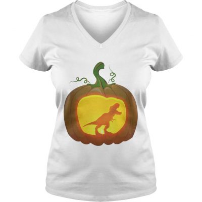 Pumpkin Dinosaur T-rex ladies v-neck