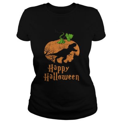 Pumpkin T-rex Happy Halloween ladies tee