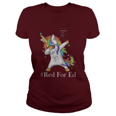 RedForEd Unicorn Dabbing ladies tee