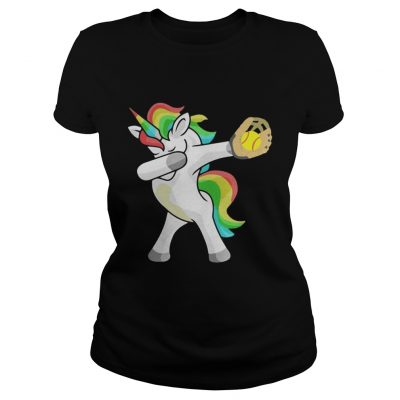 Softball Unicorn Dabbing ladies tee