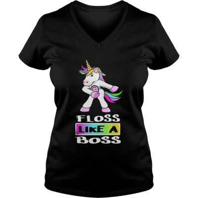 Unicorn Detroit Tigers floss like a boss ladies v-neck