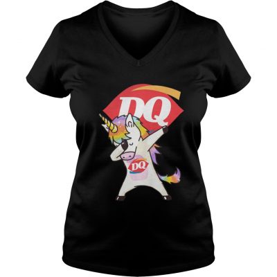 Unicorn Dabbing Dairy Queen ladies v-neck