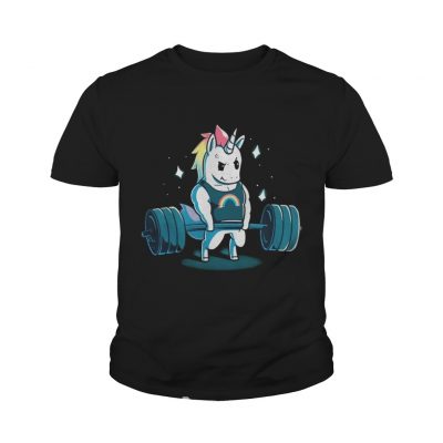 Weight lifting gym unicorn youth tee