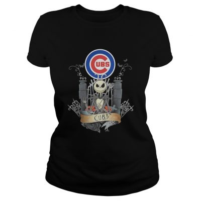 Ladies Tee Jack Skellington Chicago Cubs halloween shirt 